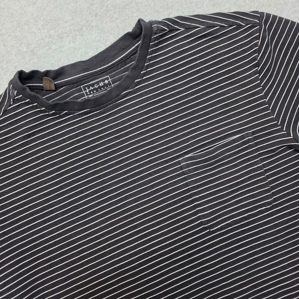 Jachs New York Men's Striped Pocket T Shirt XL‎ Black White Casual Crew Neck Tee